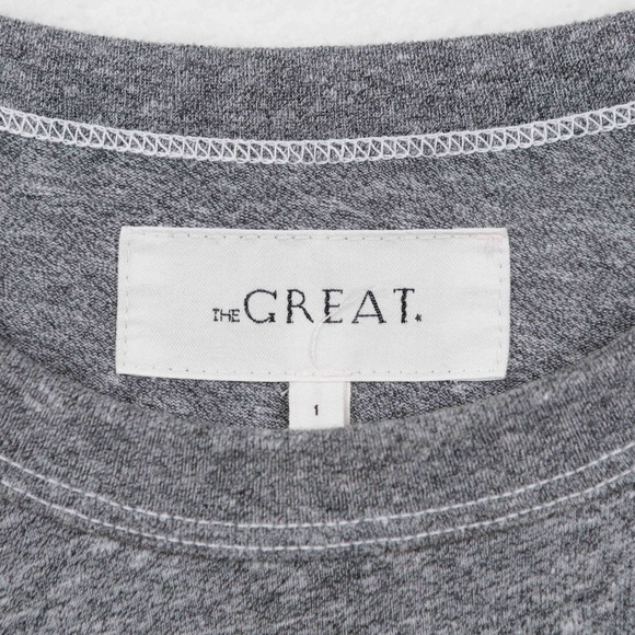 THE GREAT Long Sleeve T Shirt Maxi Dress Slit Leg Heathered Gray Jersey Sz 1 Sm - Picture 6 of 7